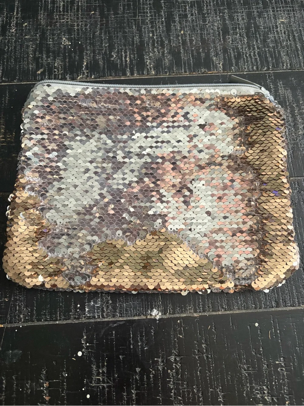 Sequin Zip Pouch - Gold